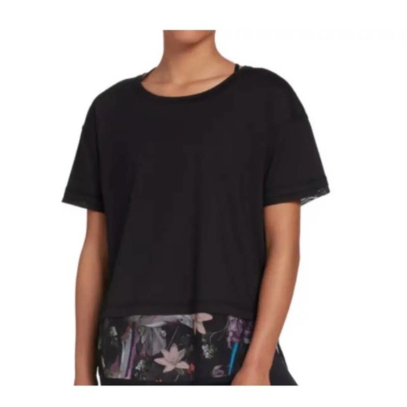 Calia Mixed Media Short Sleeve Black Top size small - Picture 1 of 7